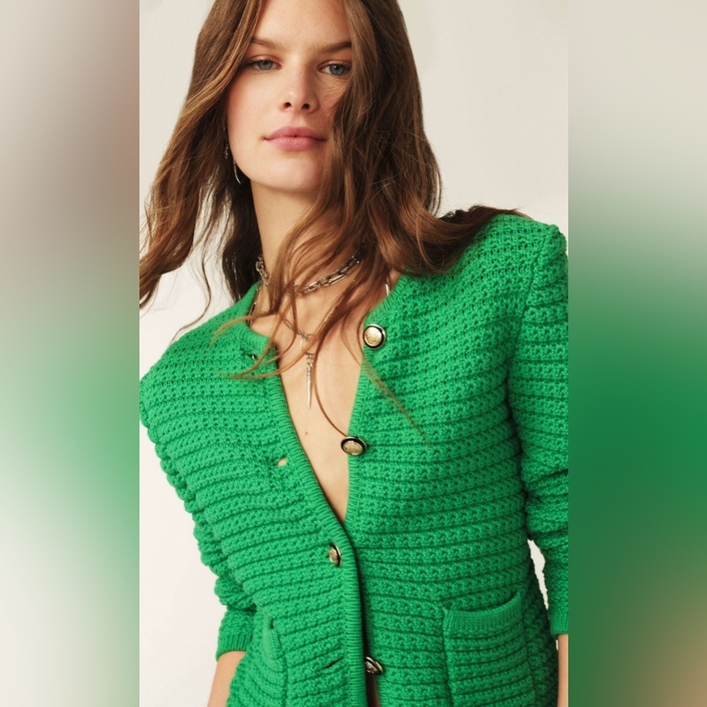 NWOT Ba&sh GASPARD Decorative Knit Long-Sleeve Cardigan, Size S - Picture 3 of 16